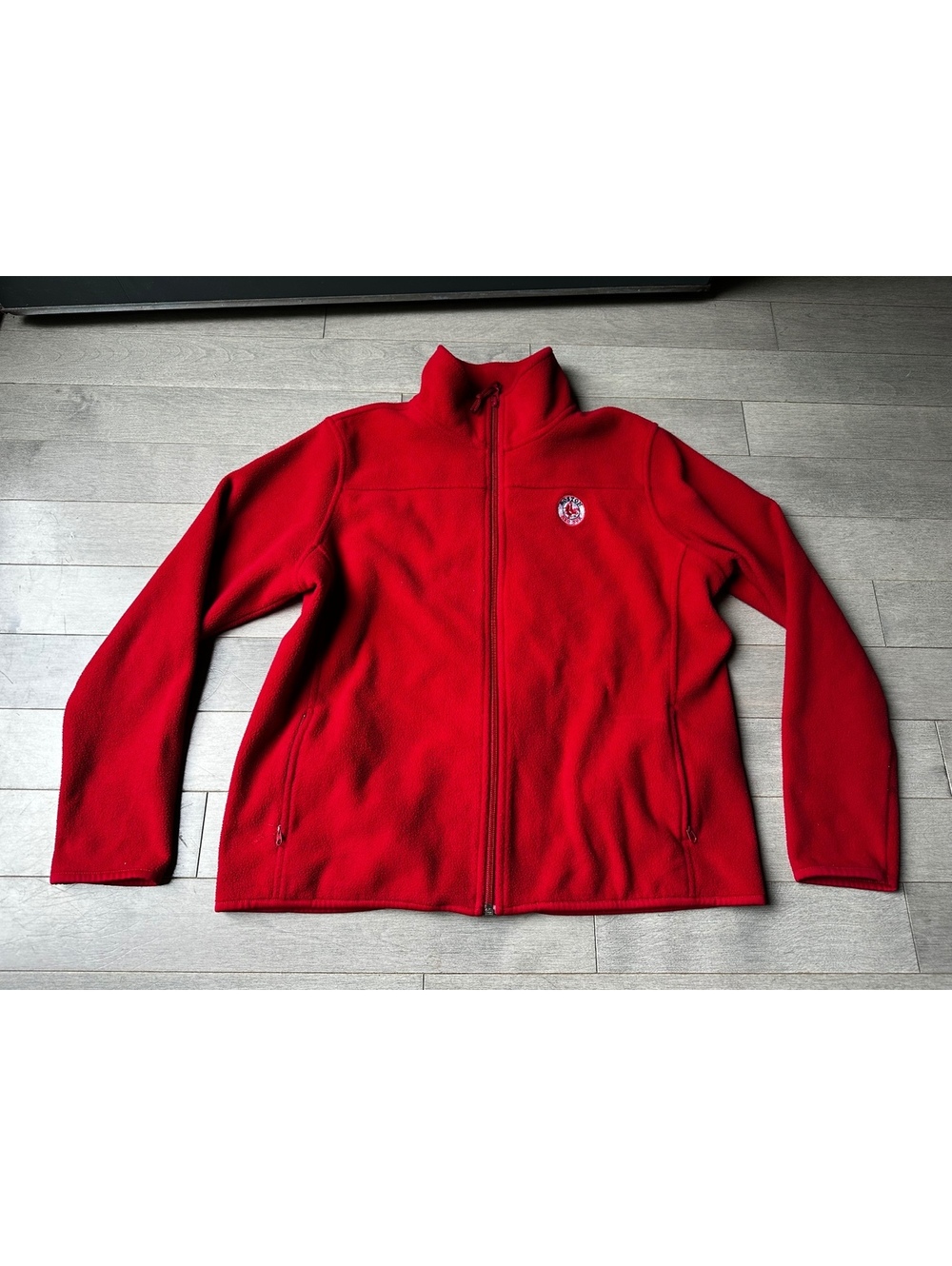 Boston Red Sox Red Fleece Jacket with Full Zip and Logo Patch MLB Baseball Med